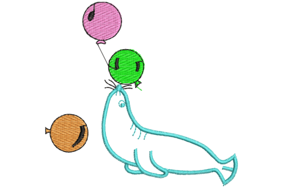 Cute Seal with Balloons Embroidery Design Review