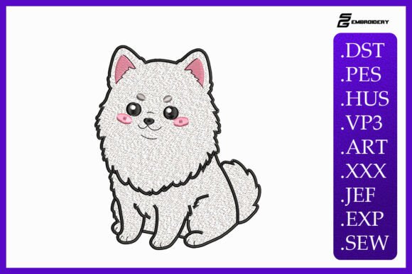 Kawaii White Puppy Embroidery Designs Review